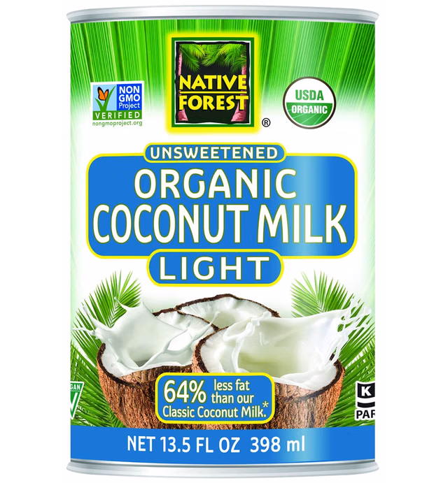 Native Forest Organic Light Coconut Milk Reduced Fat, 13.5 Ounce Cans (Pack of 12), Packaging may vary