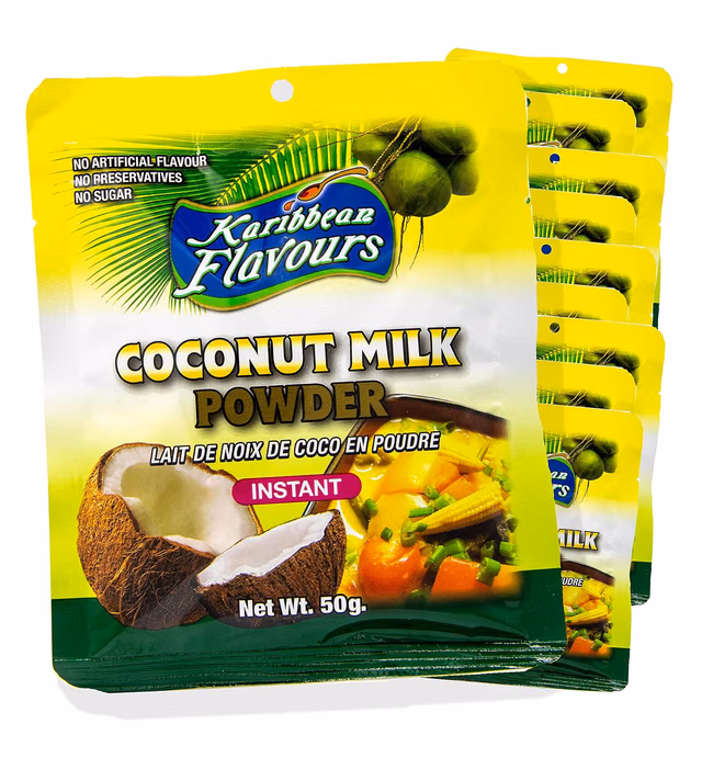 Caribbean Instant Coconut Milk Powder | Organic | Non GMO | Adds Rich Coconut Flavour To Your Desserts And Curry Dishes |10-pack (10 x 50g)