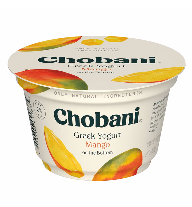 Chobani Greek Yogurt, 2%, Mango, 5.3 oz