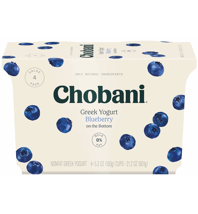 Chobani® Non-Fat Greek Yogurt Blueberry on the Bottom 5.3oz 4-pack