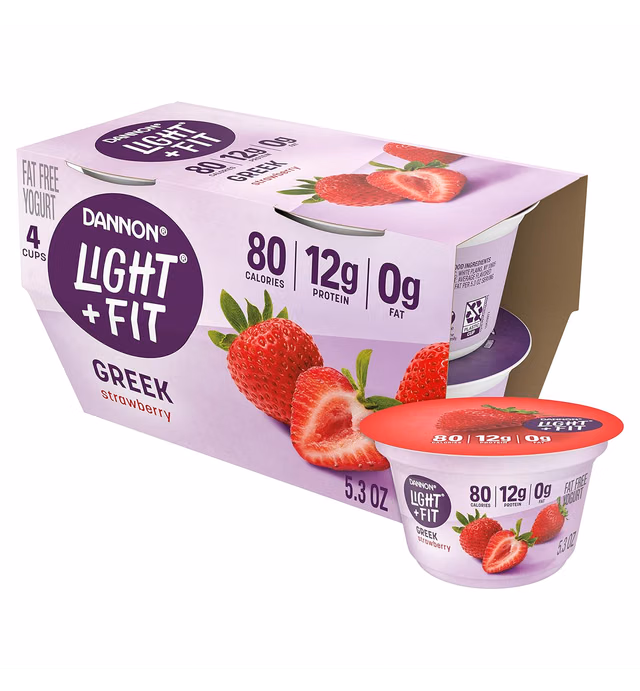 Dannon Light and Fit Yogurt, Greek, Strawberry, 5.3 oz, 4 pk