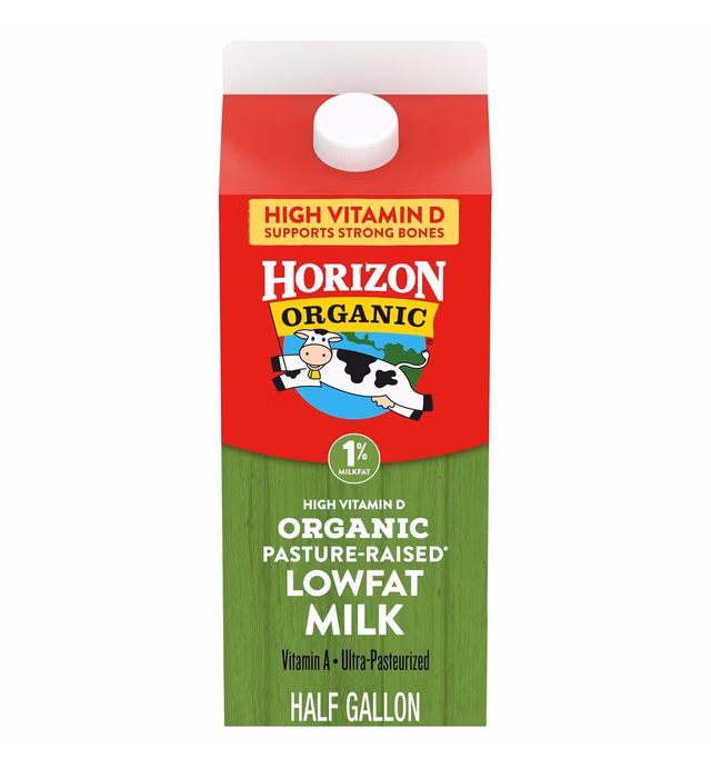Horizon Organic 1% Low Fat milk, High Vitamin D, Half Gallon