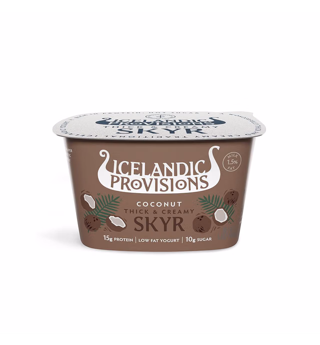 Icelandic Provisions 5.3oz Traditional Skyr Yogurt, Coconut, Icelandic Cultured Dairy Product With 15g Protein Per Serving | Thick & Creamy Texture | More Protein & Less Sugar Than Yogurt