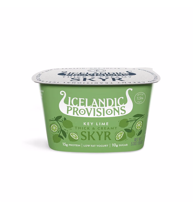 Icelandic Provisions 5.3oz Traditional Skyr Yogurt, Key Lime, Icelandic Cultured Dairy Product With 15g Protein Per Serving | Thick & Creamy Texture | More Protein & Less Sugar Than Yogurt