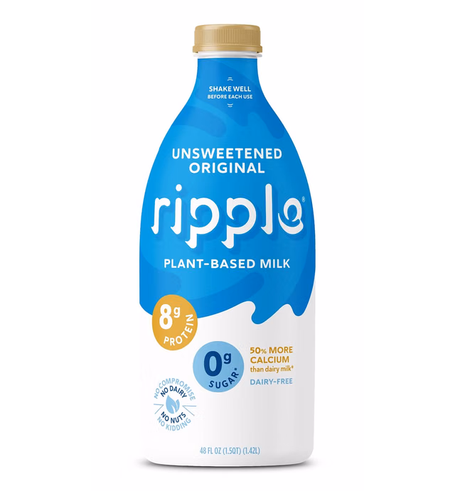 Ripple Foods Original Unsweetened Nutritious Pea Milk, 48 oz