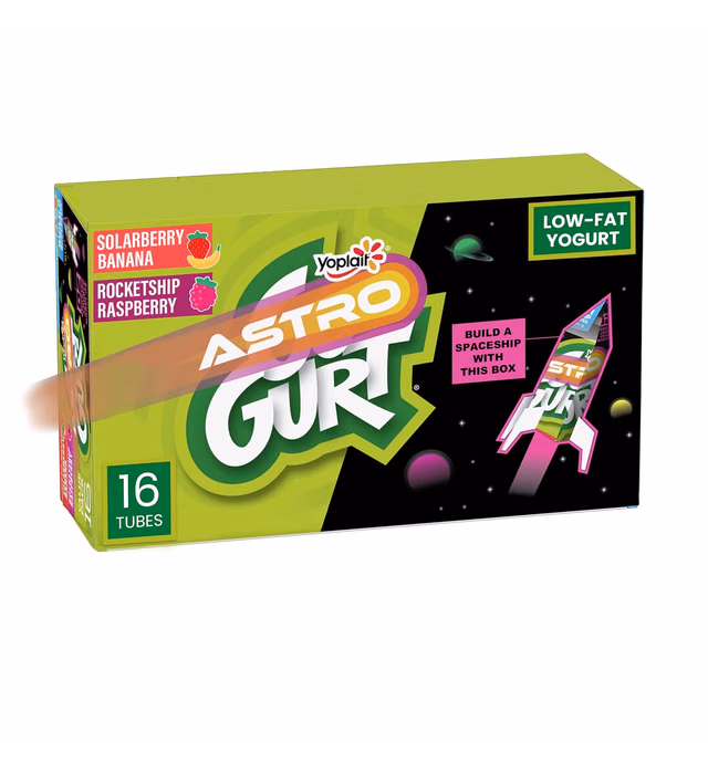 Go-GURT Unicorn Strawberry Banana Sparkle and Raspberry Rainbows Kids Fat Free Yogurt Variety Pack, Gluten Free, 2 oz. Yogurt Tubes (16 Count)