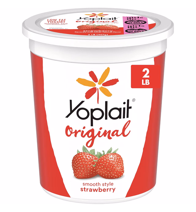 Yoplait Original Smooth Style Strawberry Flavored Low Fat Yogurt, 32 OZ Yogurt Tub