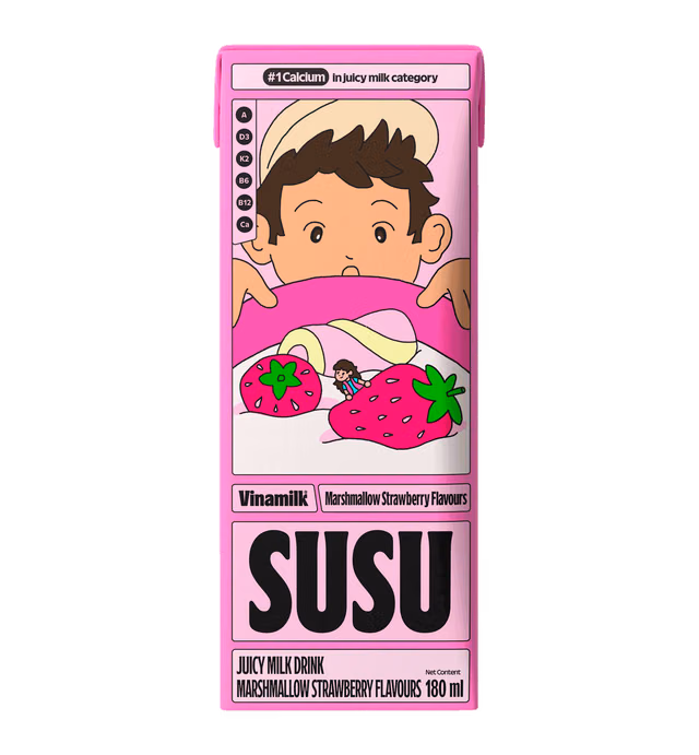 JUICY MILK DRINK - MARSHMALLOW STRAWBERRY FLAVOURS - VINAMILK SUSU