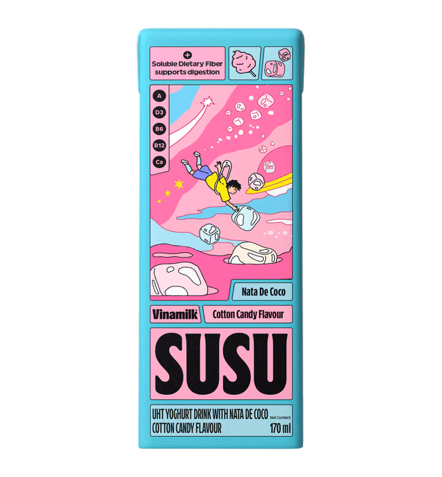 UHT YOGHURT DRINK WITH NATA DE COCO - COTTON CANDY FLAVOUR - VINAMILK SUSU