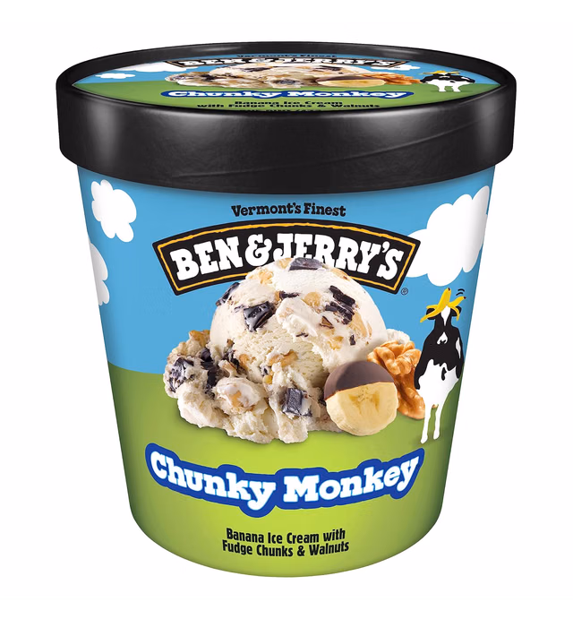 Ben & Jerry's Chunky Monkey Banana Ice Cream Pint Non-GMO 16 oz