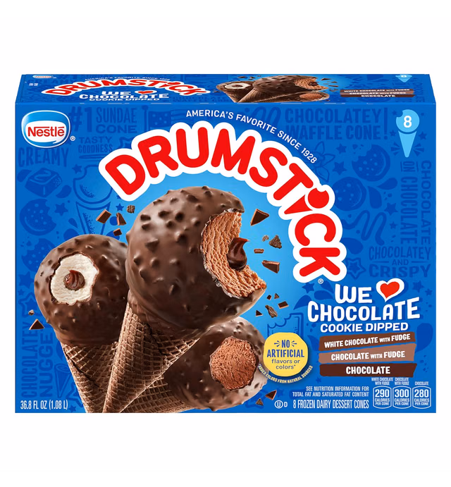Drumstick We Love Chocolate Ice Cream Sundae Cone Variety Pack –, Variety Pack of Chocolate Flavors, 8 Count (Frozen)
