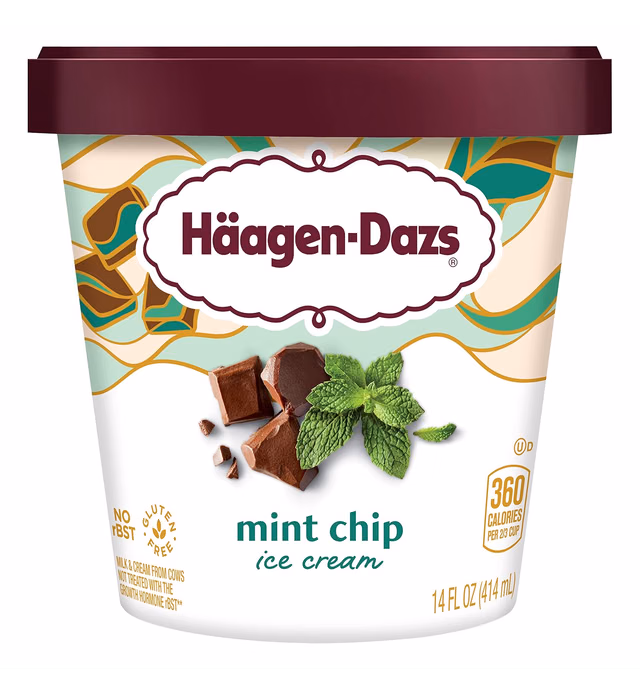 Haagen-Dazs, Mint Chip Ice Cream, 14-oz (Frozen)