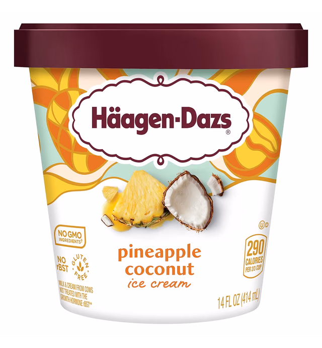 Haagen-Dazs, Pineapple Coconut Ice Cream, 14 oz (Frozen)