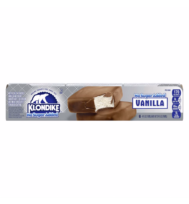 Klondike Frozen Dairy Dessert Bars, for a Delicious Frozen Treat, Original No Sugar Added Dessert Bar Kosher Certified Frozen Dessert Made With No Artificial Growth Hormones 4 fl oz 6 Count