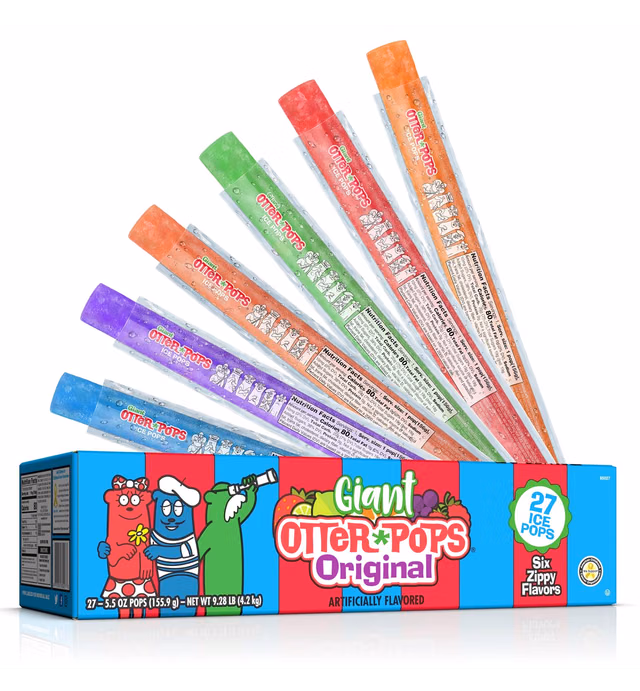 Otter Pops, Giant Original 5.5oz, 27 Ice Pops, Six Zippy Flavors