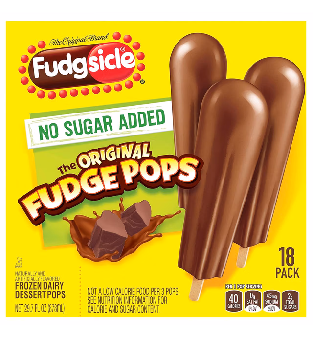Fudgsicle Original Fudge Pops For a Frozen Chocolate Box, 18 Ct, 29.7 Fl Oz