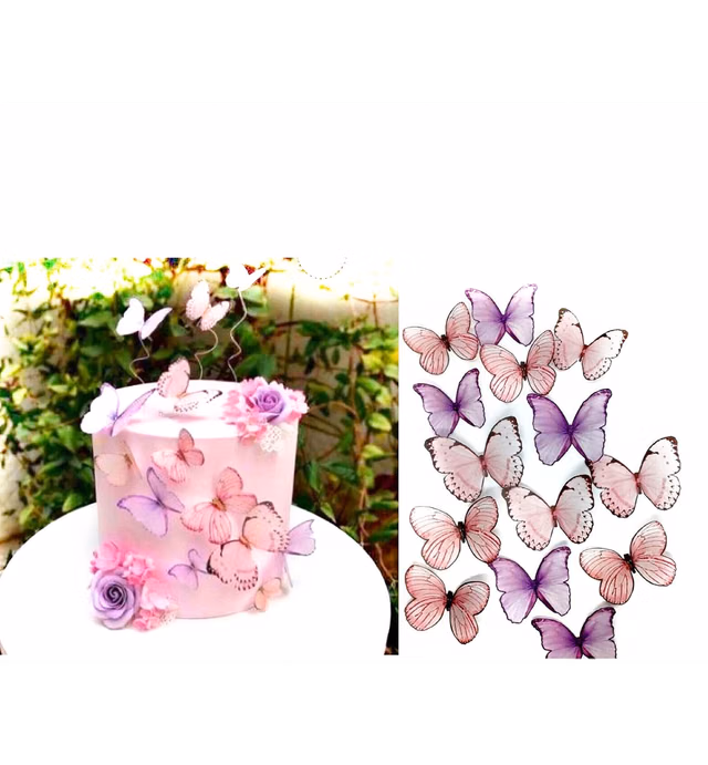 x24 Pink & Purple Edible Wafer Butterflies
