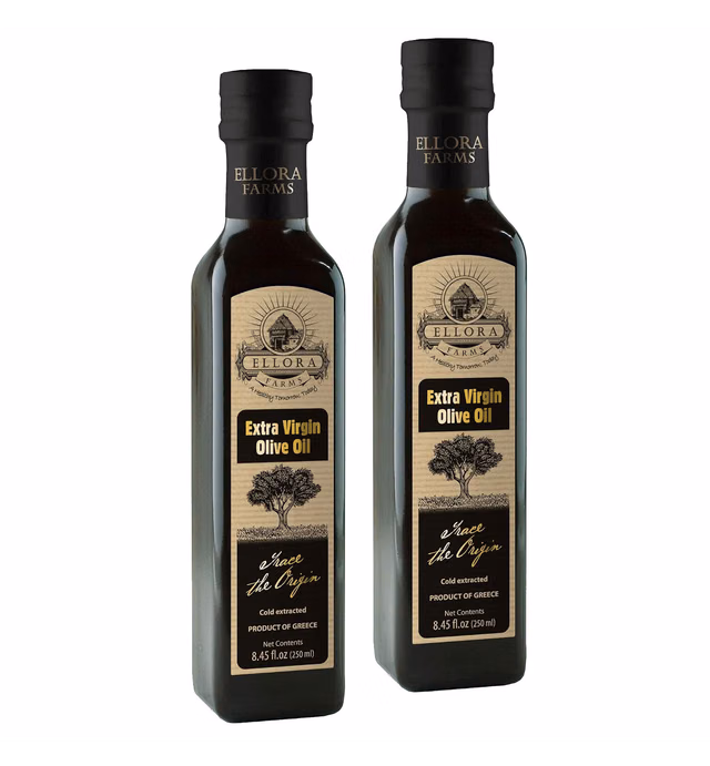 Ellora Farms, Millers Reserve Traceable Extra Virgin Olive Oil, First Cold Press, Single Origin Crete, Greece Kosher OU 8.45 Oz Bottle Pack of 2