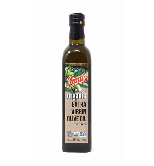 Fantis Unfiltered Extra Virgin Olive Oil Cold Extracted, USDA Organic Non GMO Imported from Greece- 16.9 fl. oz.