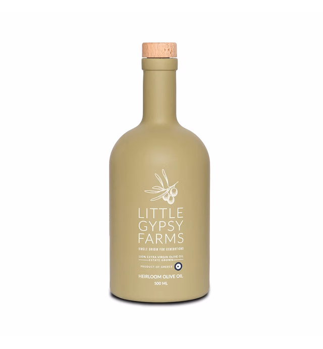 Heirloom EVOO | Little Gypsy Farms 🧿 Estate Grown Greek Extra Virgin Olive Oil | Healthiest Olive Variety | 5X Polyphenols - High Polyphenol Rich | Small Farm & Single Origin | First Cold-Pressed | NYIOOC Gold Award | Product Of Greece l 500 ml