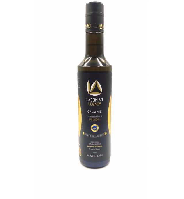 2023 Laconian Legacy "Organic" Extra Virgin Olive Oil , Athinolia Olives , High Polyphenols , Awards for Flavor and Nutrition, 500ml, Sparta Greece"