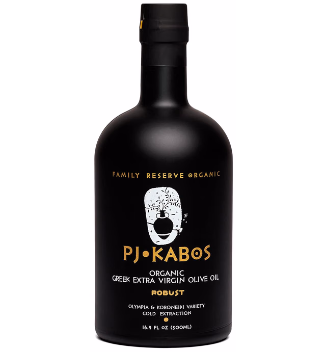 2023 Gold Medal Winner, Very High Phenolic (734mg/kg), USDA Organic Greek Extra Virgin Olive Oil, Robust Intensity, Vegan, Greece, Cold Extracted, 16.9 oz Bottle, PJ KABOS “Family Reserve Organic - Robust”