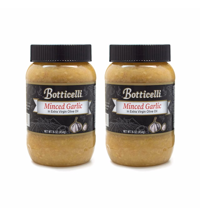 Minced Garlic with Extra Virgin Olive Oil by Botticelli, 16oz Jars (Pack of 2) - Premium Cooking Essentials - Gluten-Free - Made with Garlic-Infused Extra Virgin Olive Oil