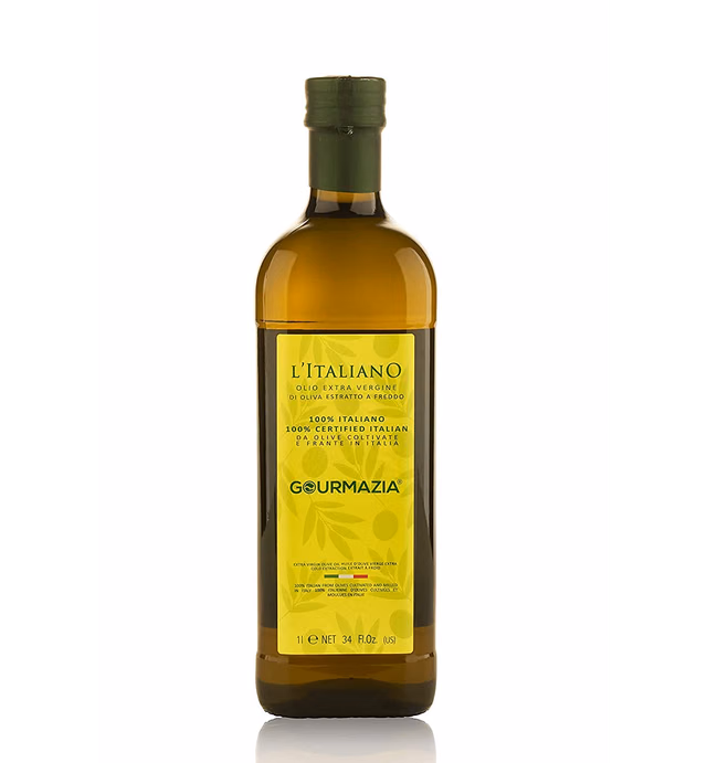 Gourmazia Pure Italian Extra Virgin Olive Oil, First Cold Pressed, Organic Non Blended, Single Source Extra Virgin Olive Oil ,Oct 2020 Early Harvested Perfect for Marinades, Vinaigrette, & Cooking, Anti Drip Bottle, 34 Fl Oz