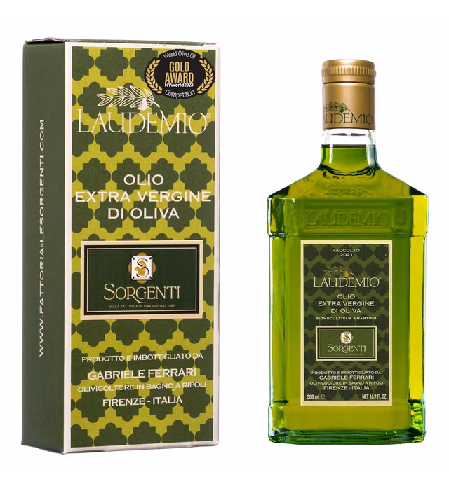 LAUDEMIO Tuscany High Polyphenols (+700mg/kg) 2023 Gold Award Extra Virgin Olive Oil | Frantoio Monovarietal Family Reserve | Robust, Green, 2022 Early Harvest, Lab Tested No Pesticides | 16.9 fl oz