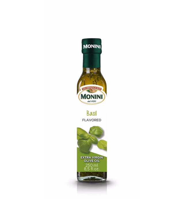 Monini Extra Virgin Olive Oil, Basil, 8.5 Ounce