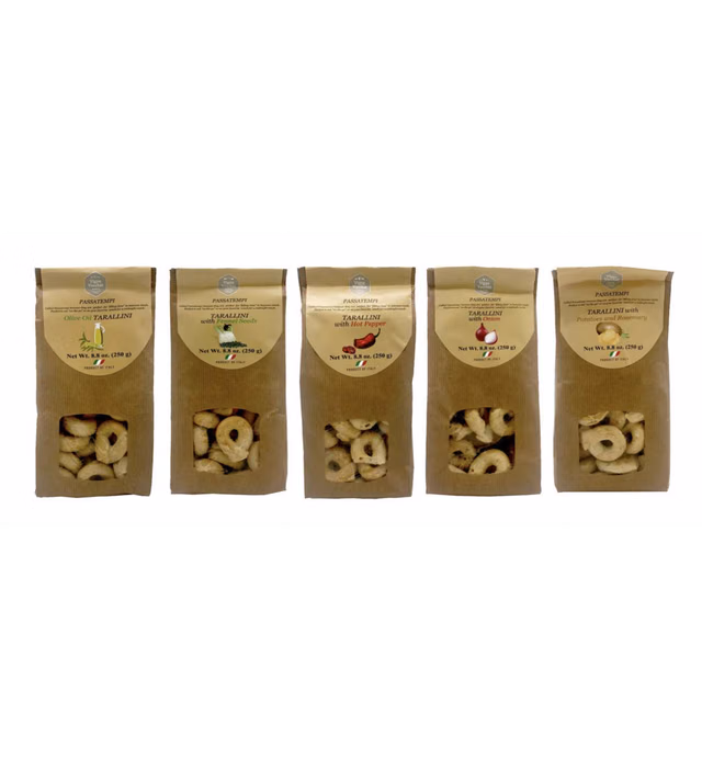 Vigne Vecchie Tarallini Multipack | 5 Flavors (Olive Oil, Fennel Seeds, Hot Peppers, Onion, and Potatoes and Rosemary) {5 bags; 8.8 oz each bag} Imported from Italy