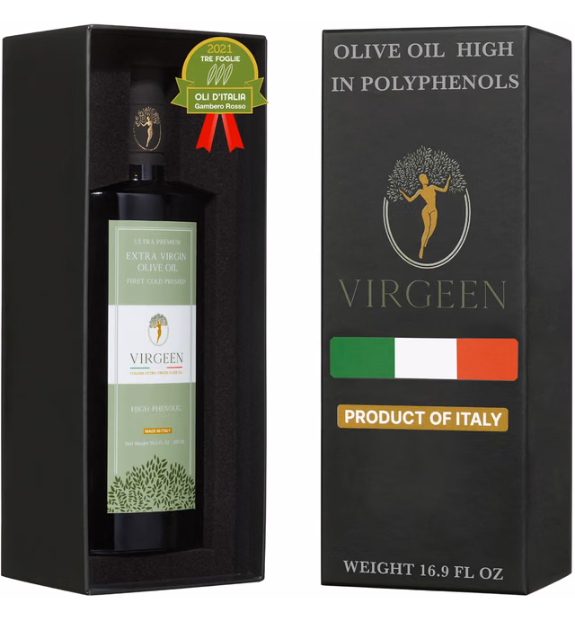 Italian Polyphenol Rich Olive Oil Extra Virgin - 2023 Polyphenol Lab Report 420,7mg/kg - Extra Virgin Olive Oil Cold Pressed - Gold Award Winning - Unrefined EVOO olive oil - Ideal for Natural Raw Use