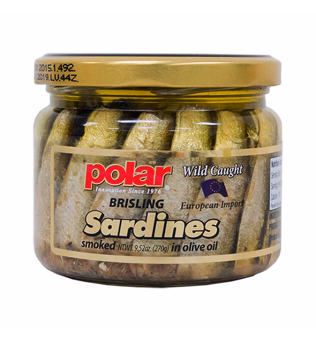 MW Polar Smoked Brisling Sardines in Olive Oil in 9.5oz. Jar (Pack of 6)