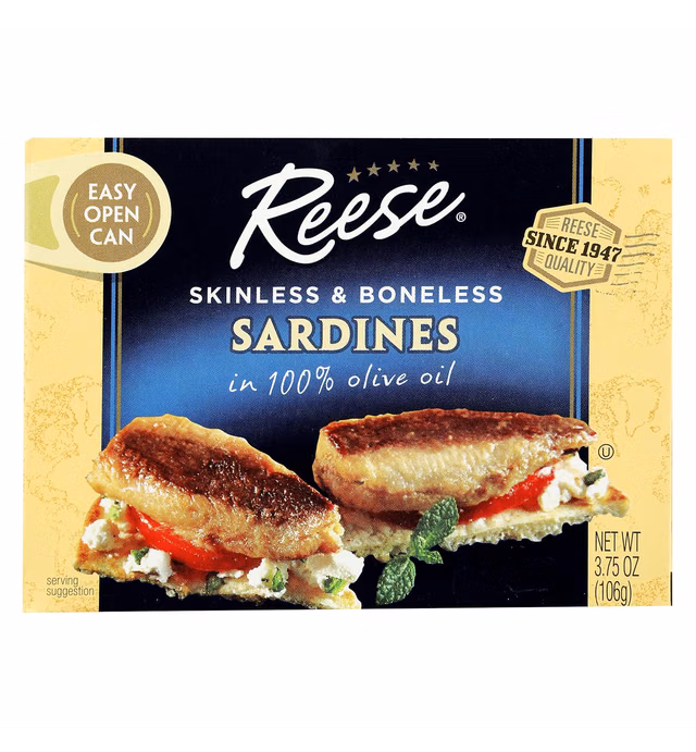 Reese Skinless and Boneless Sardines in Olive Oil, 3.75-Ounces (Pack of 10)