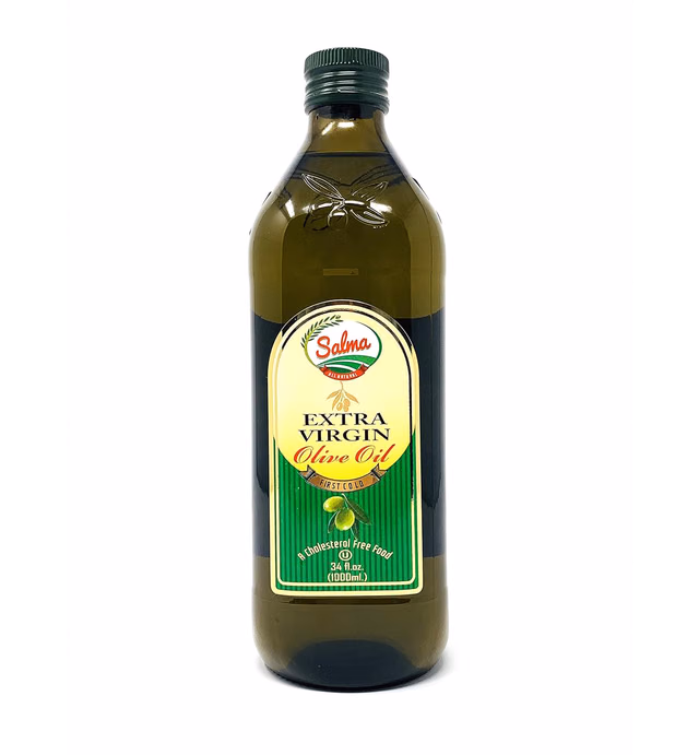 Salma Extra Virgin Olive Oil (EVOO), First Cold Pressed, Imported from Morocco, Low Acidity, Glass Bottle (1 Liter) 34 Fl Oz