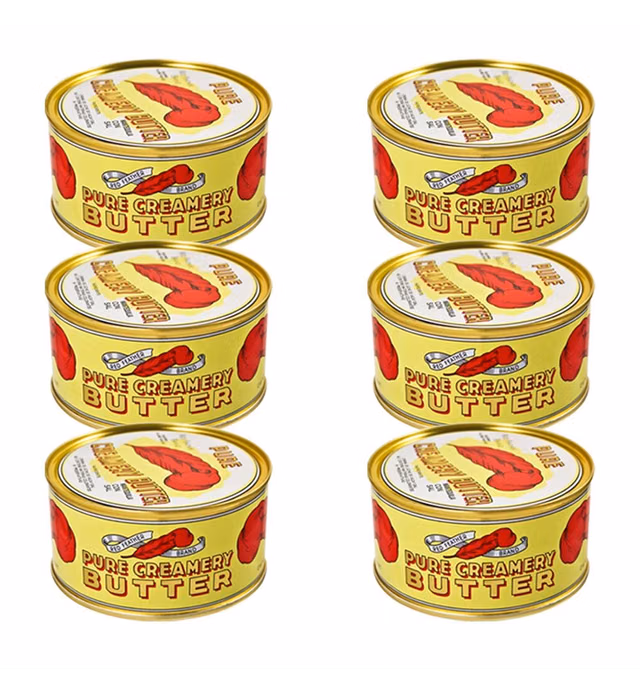 Red Feather Creamery Canned Butter A real butter from new Zealand-100% flavors-Great For Hurricane Preparedness Emergency Survival Earthquake Kit with Safecastle Guide (06 cans)