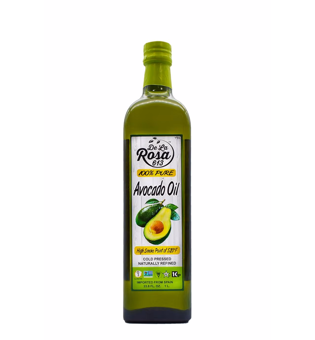 De La Rosa 100% Pure Avocado Oil, Kosher for Passover, Vegan, Non-GMO & Gluten Free, Great for High Smoke Point Cooking, First Cold Pressed Avocado Oil | 33.8 Oz (Pack of 1)