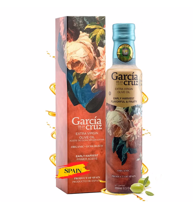 Garcia de la Cruz “Early Harvest” Made from Young Olives Premium Extra Virgin Olive Oil Organic from Spain Family Owned, Single-Origin, Keto, Paleo, Organic, Whole 30, Plant Based, Non GMO, Organic - Highly Aromatic, with Full Flavor