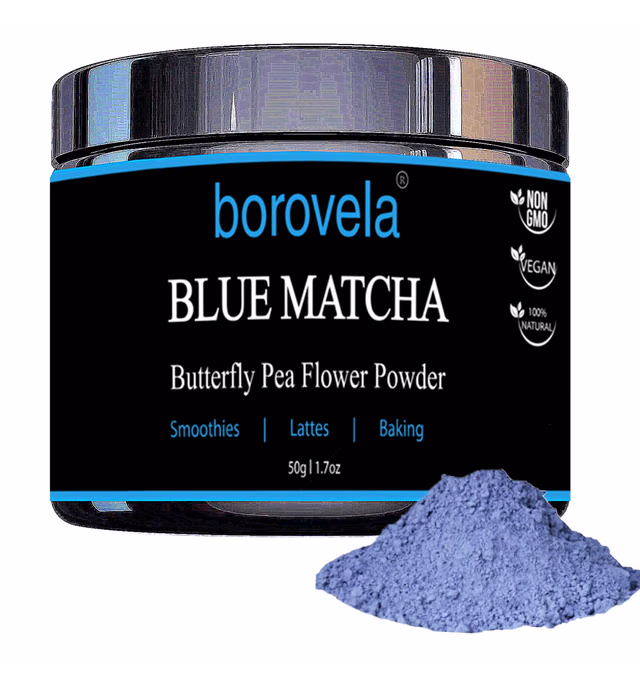 Blue Matcha Butterfly Pea Flower Powder - Natural Superfood coloring for Blue Food - Mix with Beverages, Smoothies and Baking 1.7oz tin