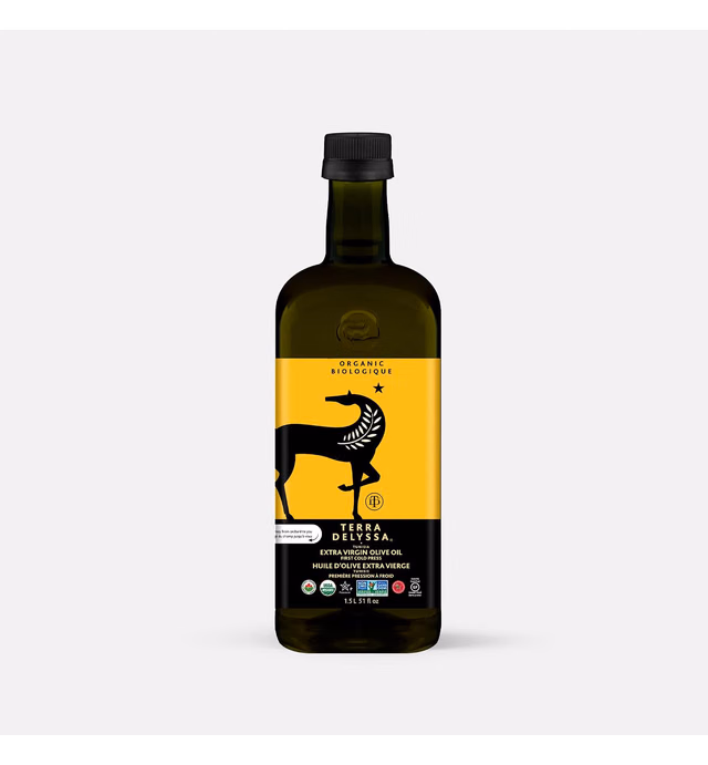 Terra Delyssa First Cold Pressed Organic Extra Virgin Olive Oil, Single Sourced, 1.5L Dark Plastic Bottle (51 fl. oz) - 1 Pack, Certified Kosher. Non-GMO, Naturally Rich in Antioxidants and Polyphenols