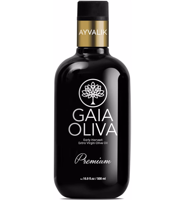 Gaia Oliva Extra Virgin Olive Oil, Early Harvest Cold Pressed, Premium Ayvalik Olive Oil from Aegean Region - Winner of 16 International Awards (16.9 Fl Oz)