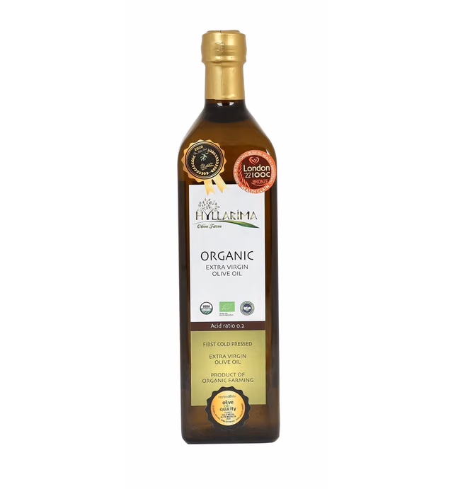 Hyllarima Organic Extra Virgin Olive Oil 33.8FL OZ | Early-Harvest |%100 Organic | First Cold Pressed | Family Harvest | Chemical Free (ORGANIC OLIVE OIL, 33.8 FL OZ)
