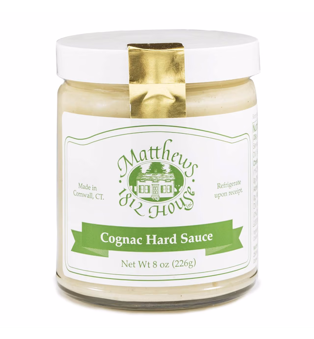 Matthews 1812 House Cognac Rum Hard Sauce- Gourmet Small Batch Dessert Sauce, Real Brandy, Rum and Vanilla, Christmas Pudding Sauce, Brandy Butter, Fruitcake Sauce, 8 oz jar