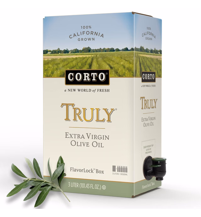Corto TRULY | 100% Extra Virgin Olive Oil | Floral Notes | Cold Extracted in State-of-the-Art Mill | Straight from Official Corto Olive Groves & Oil Producer | Oxygen-Free, Light Free FlavorLock Box