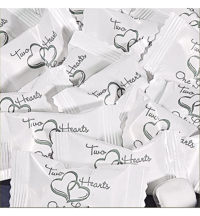 Two Hearts Butter Mints Bulk Individually Wrapped Wedding Candy - 108 Pieces, 14 oz - Rehearsal Dinner Favors and Wedding Handouts