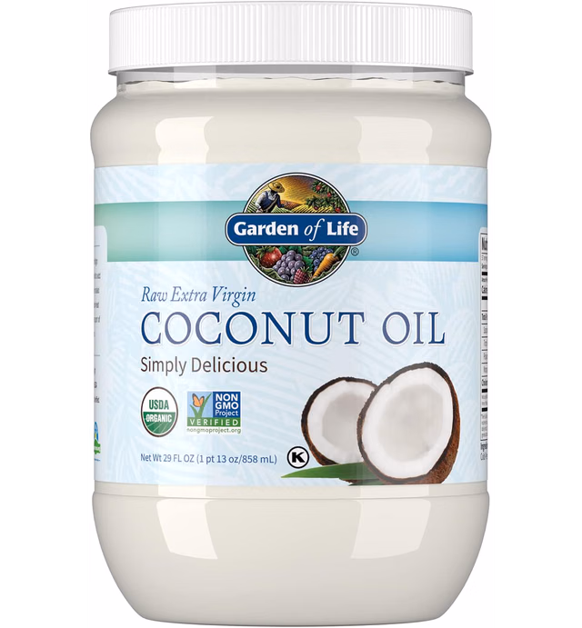 Garden of Life Coconut Oil for Hair, Skin, Cooking - Raw Extra Virgin Organic, Pure Unrefined Cold Pressed Oil with MCTs for Body Care or Baking, Aceite de Coco Organico, 29 Fl Oz