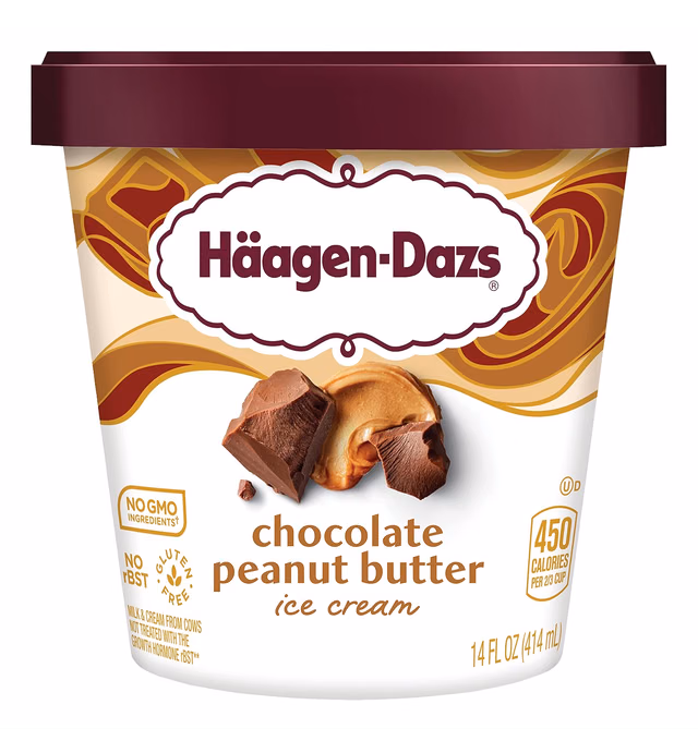 Haagen-Dazs Chocolate Peanut Butter Ice Cream, 14 fl oz (Frozen)
