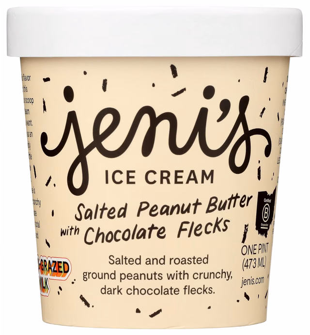 Jeni's Splendid Ice Creams Salted Peanut Butter with Chocolate Flecks, 16 oz (Frozen)