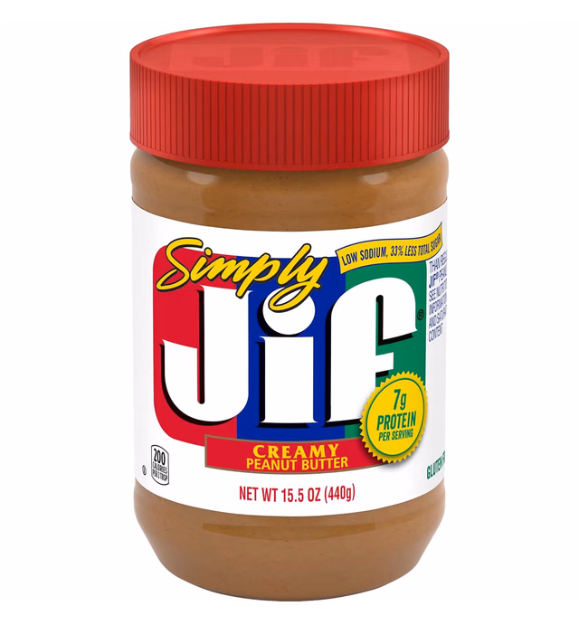 Simply Jif Creamy Peanut Butter, 15.5 Ounces (Pack of 12)