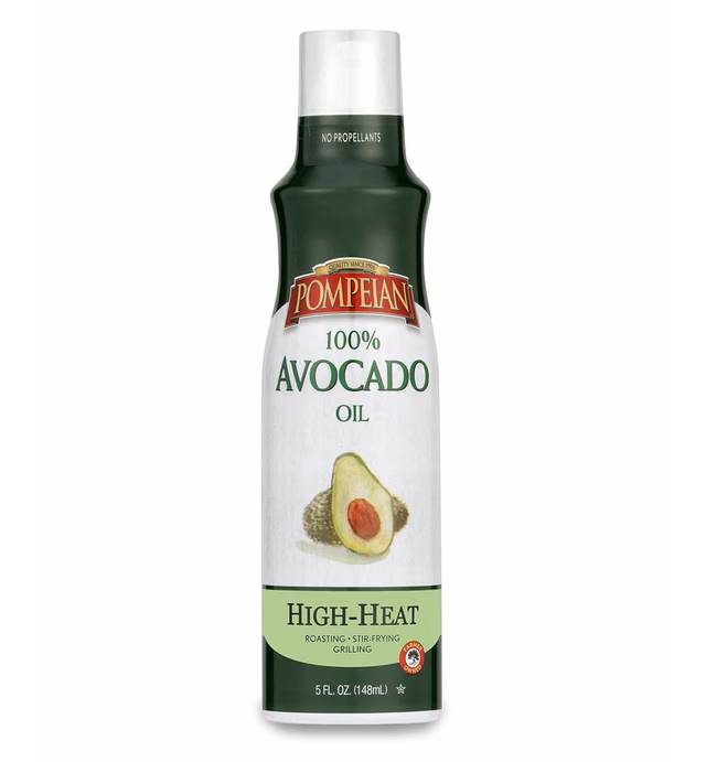 Pompeian 100% Avocado Oil Cooking Spray, Mildly Nutty Flavor, Perfect for High-Heat Cooking, Roasting and Stir-Frying, Naturally Gluten Free, Non-Allergenic, Non-GMO, No Propellant, 5 FL. OZ.
